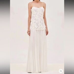 White/ Off White Floral Appliqué Maxi Dress